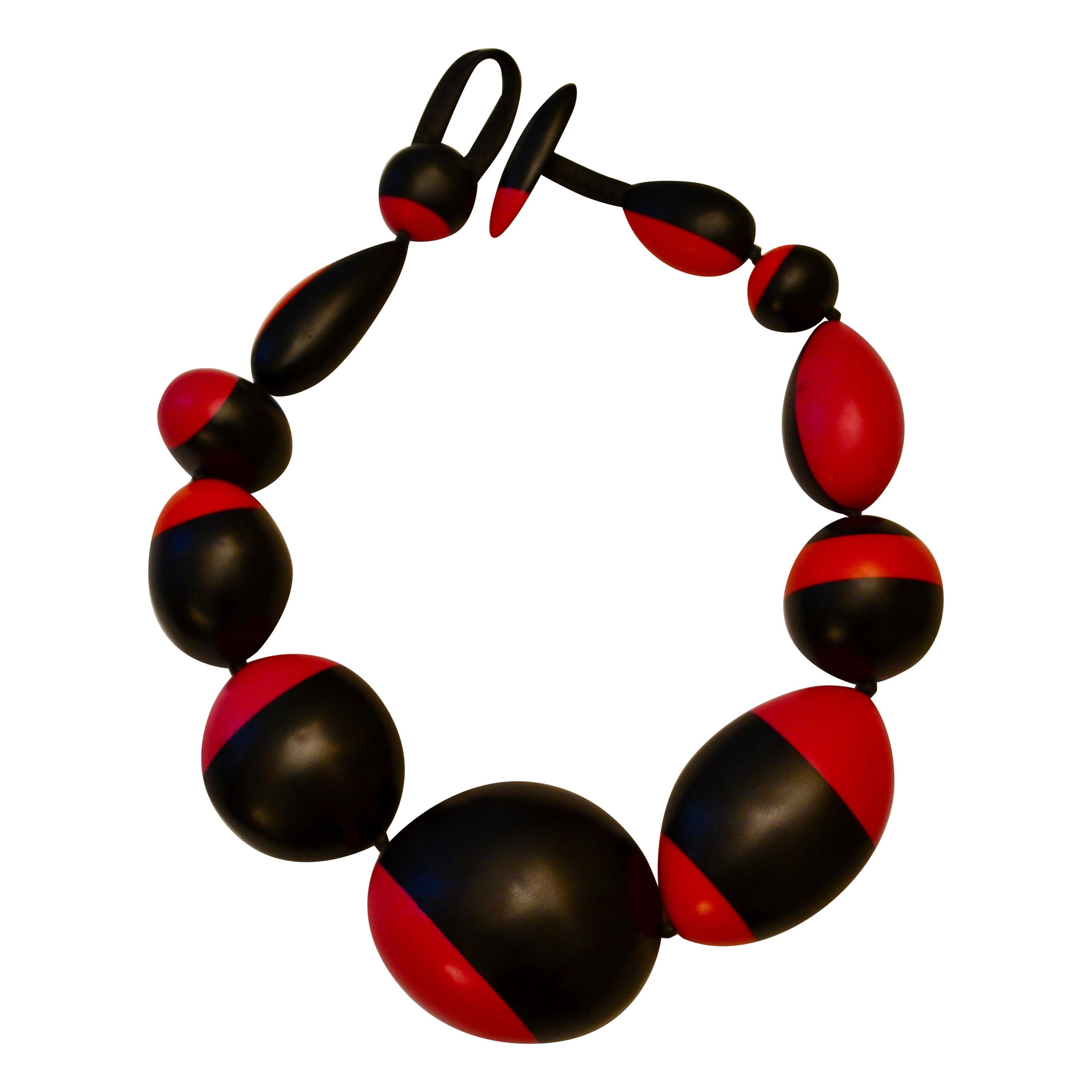 Monies Pink, Orange and Black Polyester Necklace