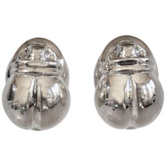 Patricia von Musulin Sterling Silver Scarab Clip Earrings