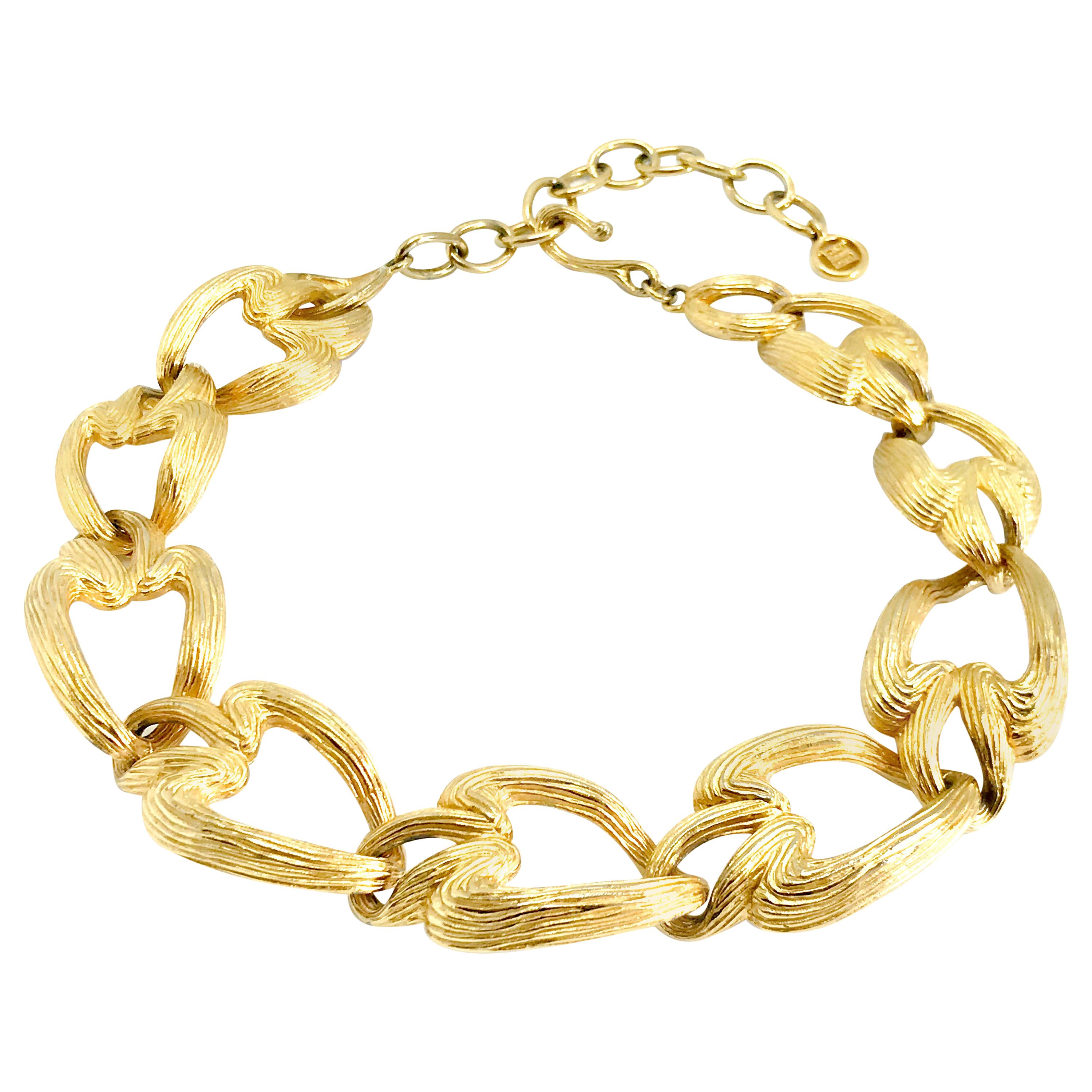 Givenchy 1980s Vintage Statement Chunky Gold Tone Necklace