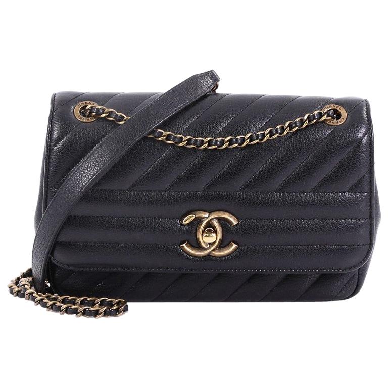 Chanel CC Flap Bag Diagonal Quilted Goatskin Small at 1stDibs