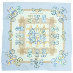 Hermes Les Rubans de Cheval Light Blue 90cm Silk Scarf