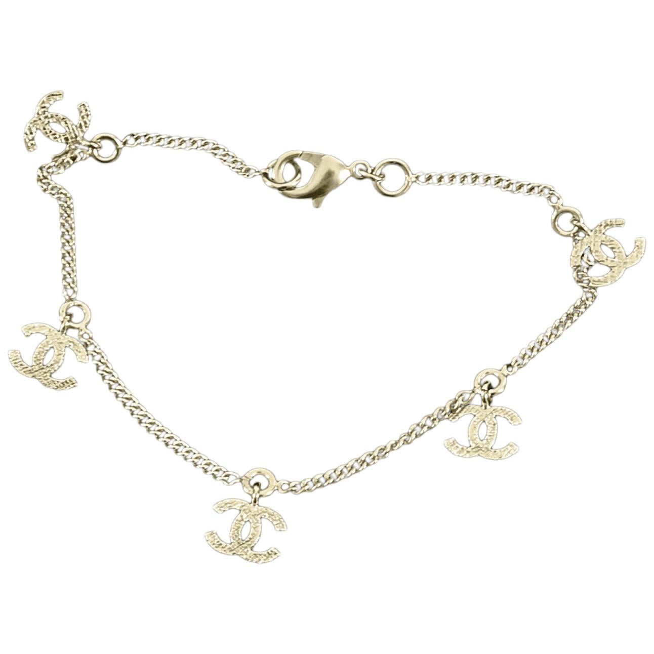 Chanel 13P Gold Dainty CC Charm Chain Bracelet