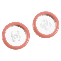 Chanel 95C Vintage Pink and Mirror CC Logo Round Clip Earrings