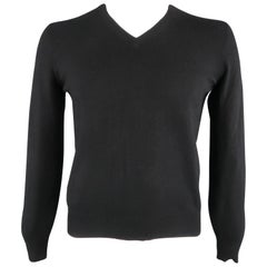 BRUNELLO CUCINELLI Size 36 Black Solid Cashmere V-Neck Pullover