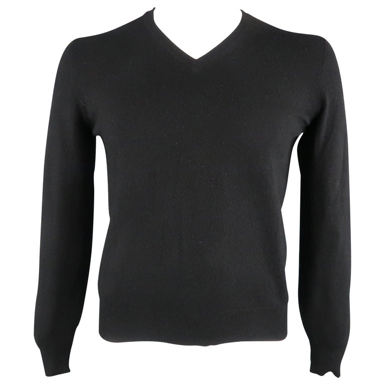 BRUNELLO CUCINELLI Size 36 Black Solid Cashmere V-Neck Pullover For ...