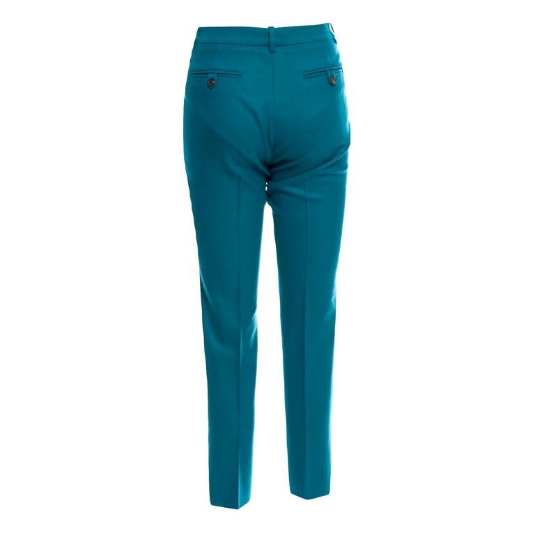 New Gucci Teal Wool & Cashmere Pre Fall 2013 Pants Sz 40 2