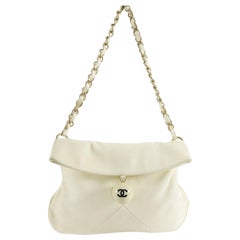 Chanel Ivory Lambskin Chain Strap Shoulder Bag with CC Resin Ball