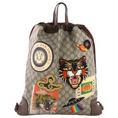 Gucci Courrier Soft Drawstring Backpack GG Coated Canvas with Applique Medium