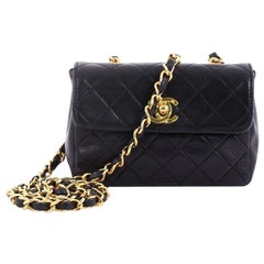 Chanel Vintage CC Chain Flap Bag Quilted Leather Extra Mini