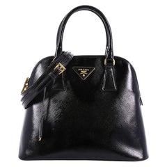 Prada Zip Around Convertible Dome Satchel Vernice Saffiano Leather North South