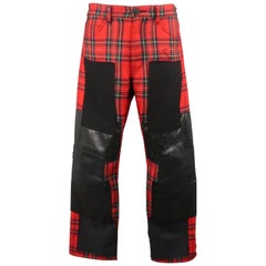 COMME des GARCONS Size S Red Tartan Plaid Wool Mixed Patwork Pants