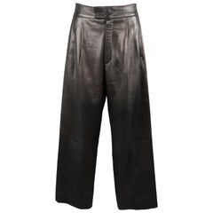 Hommes GUCCI by TOM FORD Taille 31 Pantalon habillé en cuir noir à plis 32 jambes larges