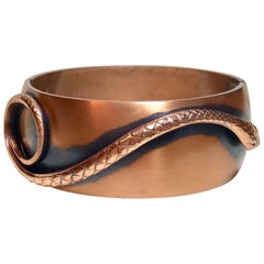 Antique Mid-Century Whiting & Davis Copper Snake Hinged Bangle 