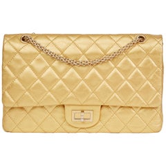 2007 Chanel Gold Aged Metallic Calfskin 2.55 Reissue 227 Double Flap Bag