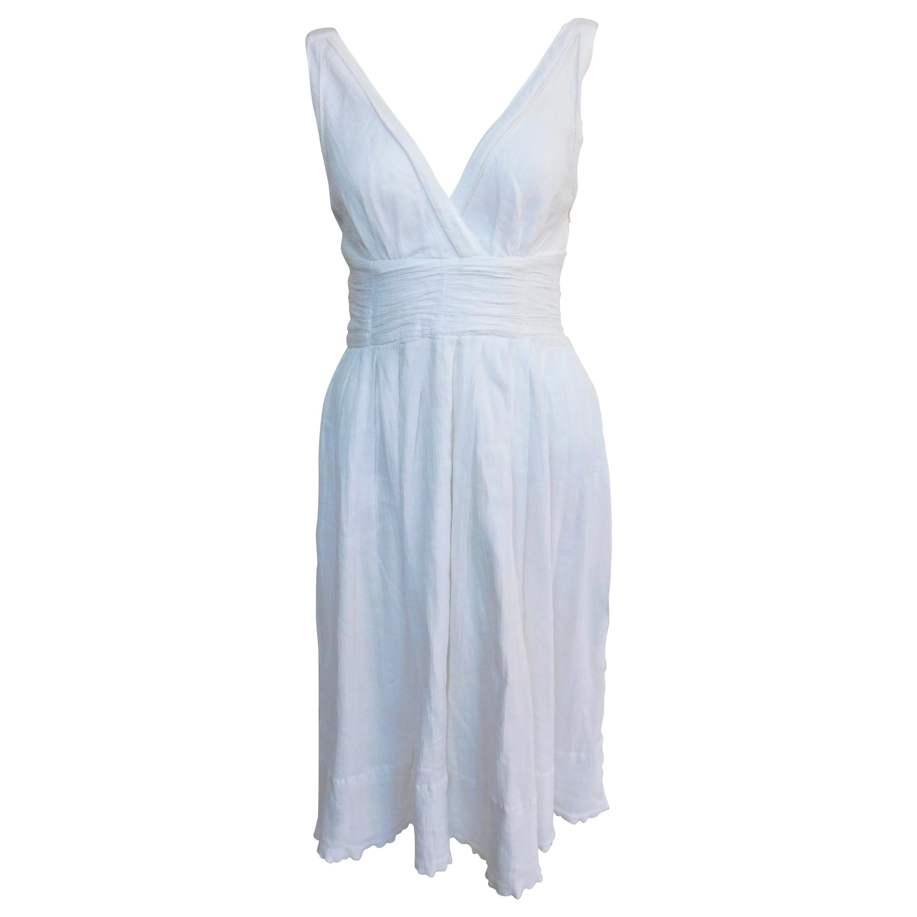 Marc Jacobs White Cotton "Greek Goddess" Dress For Sale
