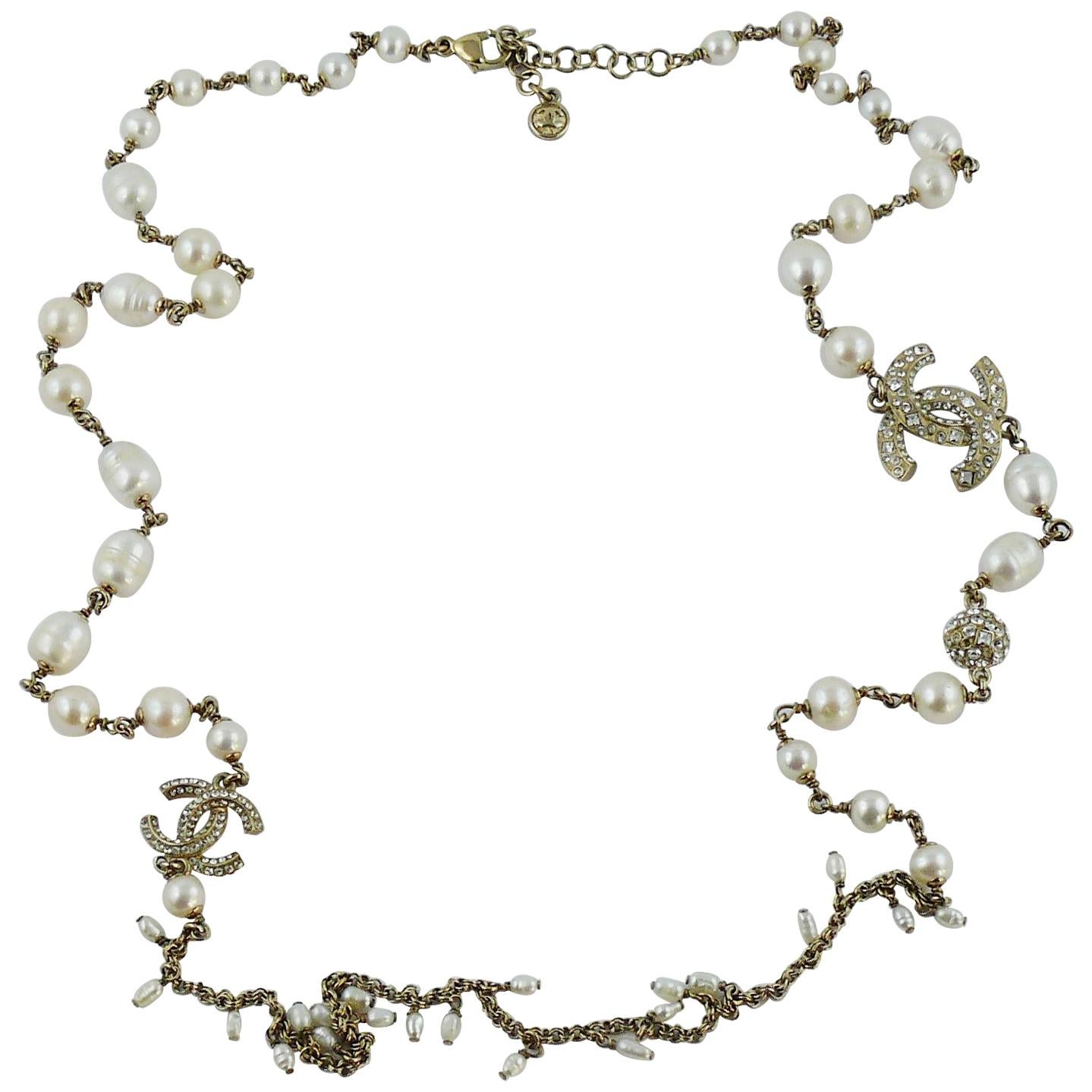 Chanel 2011 Cultured Freshwater Pearl Jewelled CC Necklace