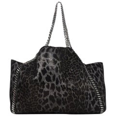 Stella McCartney Metallic Leopard/Taupe Faux Leather Reversible Falabella Tote