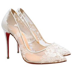 Christian Louboutin Follies Lace 100mm White Pumps US 5