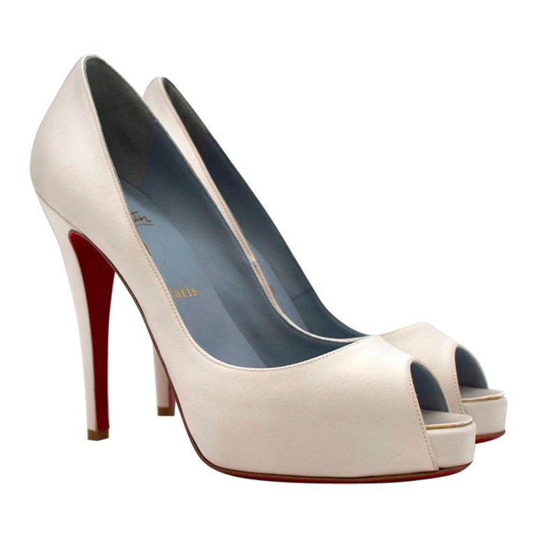 Christian Louboutin Very Prive 120mm off-white satin pumps US 8.5 at ...