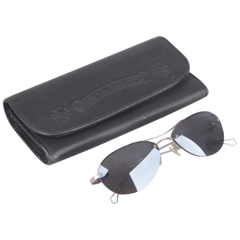 Chrome Hearts Rimless Silver Metal Mint Sunglasses with Case at 1stDibs