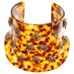 Rare Alexander McQueen Plexi Tortoise Shell Bee Choker Necklace