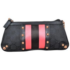 Gucci Monogram Pochette Bag with Bamboo Chain Handle