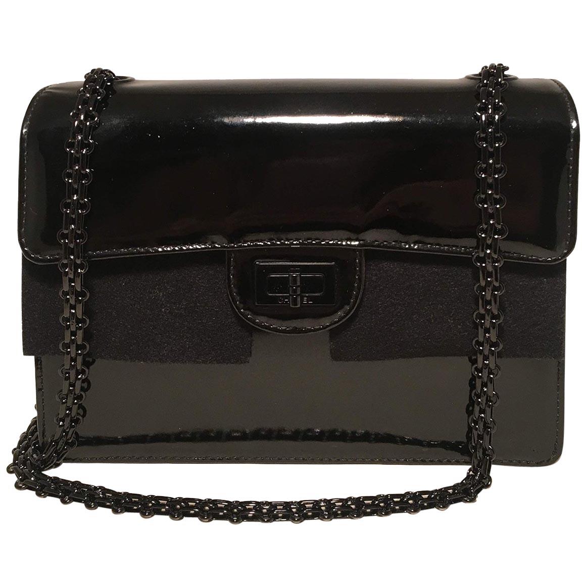 Chanel Black on Black Patent Leather Classic Flap Shoulder Bag