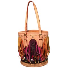 Louis Vuitton Limited Edition Black Monogram Multicolor Fringe Bucket Bag with 