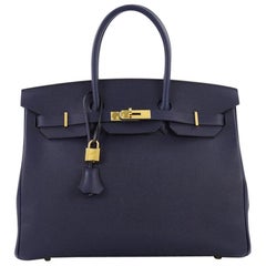Hermes Birkin Handbag Bleu Saphir Epsom with Gold Hardware 35
