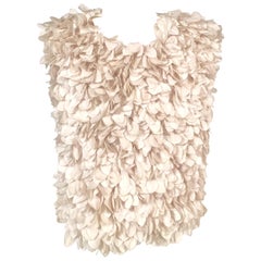 Saks Fifth Avenue Ivory Flower Petal Covered Silk Top