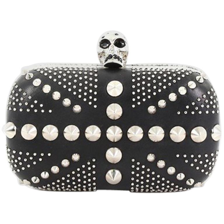 Alexander McQueen Britannia Skull Box Clutch Studded Leather Small