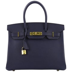 Hermes Birkin Handbag Bleu Saphir Epsom with Gold Hardware 30