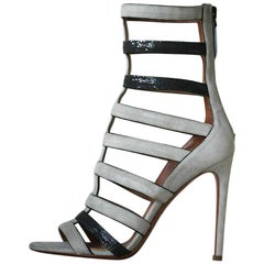 Azzedine Alaïa Suede and Shagreen Strap Sandals