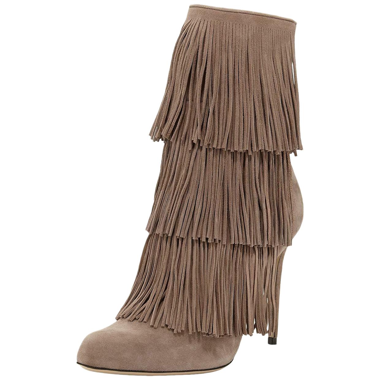 Paul Andrew Taos Fringed Suede Ankle Boots 