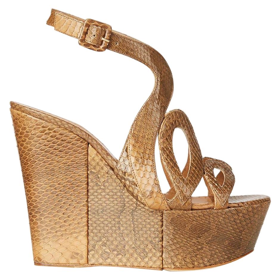 Alexa Wagner Ayers Cut-Out Snakeskin Wedges 