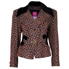 A vintage 1980s Christian Lacroix Velvet Collared Brocarde Jacket