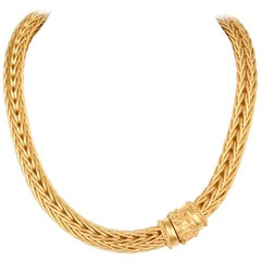 Vintage La Pepita Necklace 18K Matte Yellow Gold Wheat Weave