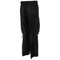 Gucci by Tom Ford black silk bondage cargo evening pants, ss 2001