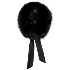 Verheyen London Circle Stand up Collar in Black Fox Fur & with Silk tie - Gift