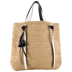 Celine Basket Tote Straw with Leather XL