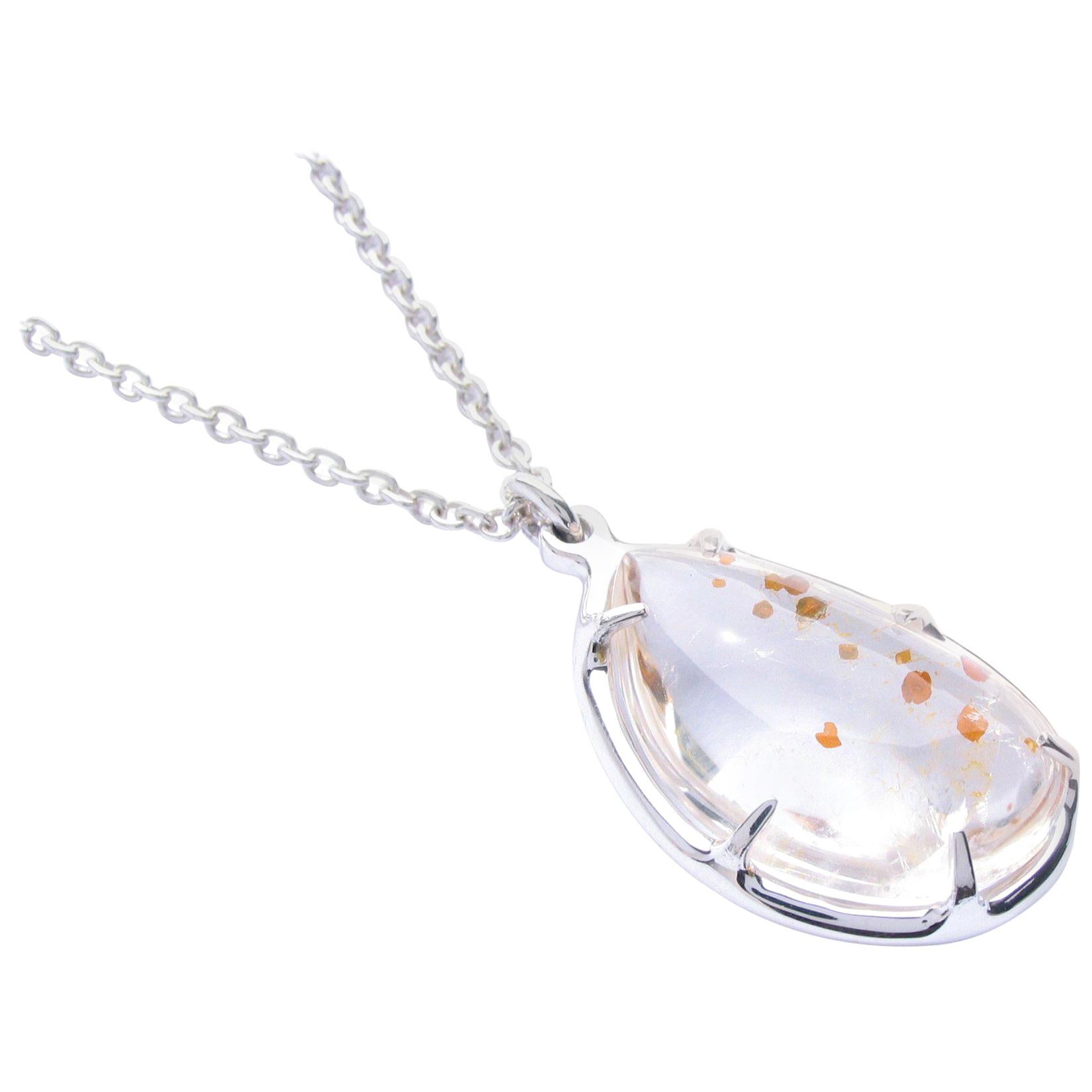 Grand pendentif en quartz pyrite avec sertissage en argent sterling en vente