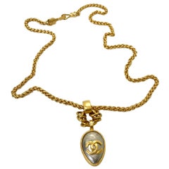 Chanel 1990s 24 Karat Gold Plated Pendant Necklace