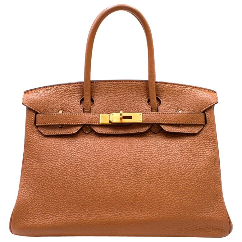 Hermes Camel Fjord Leather 30cm Birkin Bag For Sale