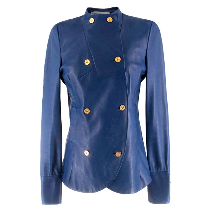 Yves Saint Laurent Blue Leather Jacket US S