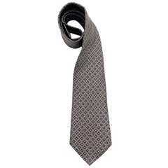 CHANEL Camellia Tie in Grey and Pink Silk