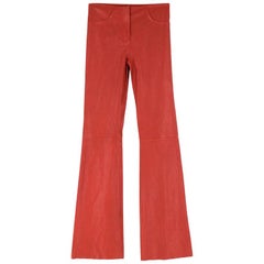 Jitrois Red Leather Flared Trousers US 4