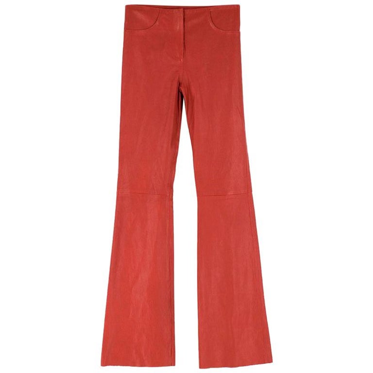 Jitrois Red Leather Flared Trousers US 4 at 1stDibs | leather flared pants