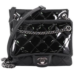 Chanel Top Zip Chain Flap Crossbody Quilted Calfskin Small