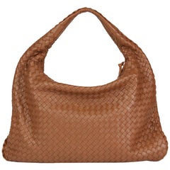 2007 Bottega Veneta Light Brown Woven Lambskin Leather Medium Veneta Bag