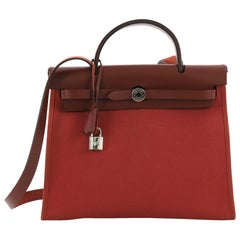 Hermes Herbag Zip Leather and Toile 31